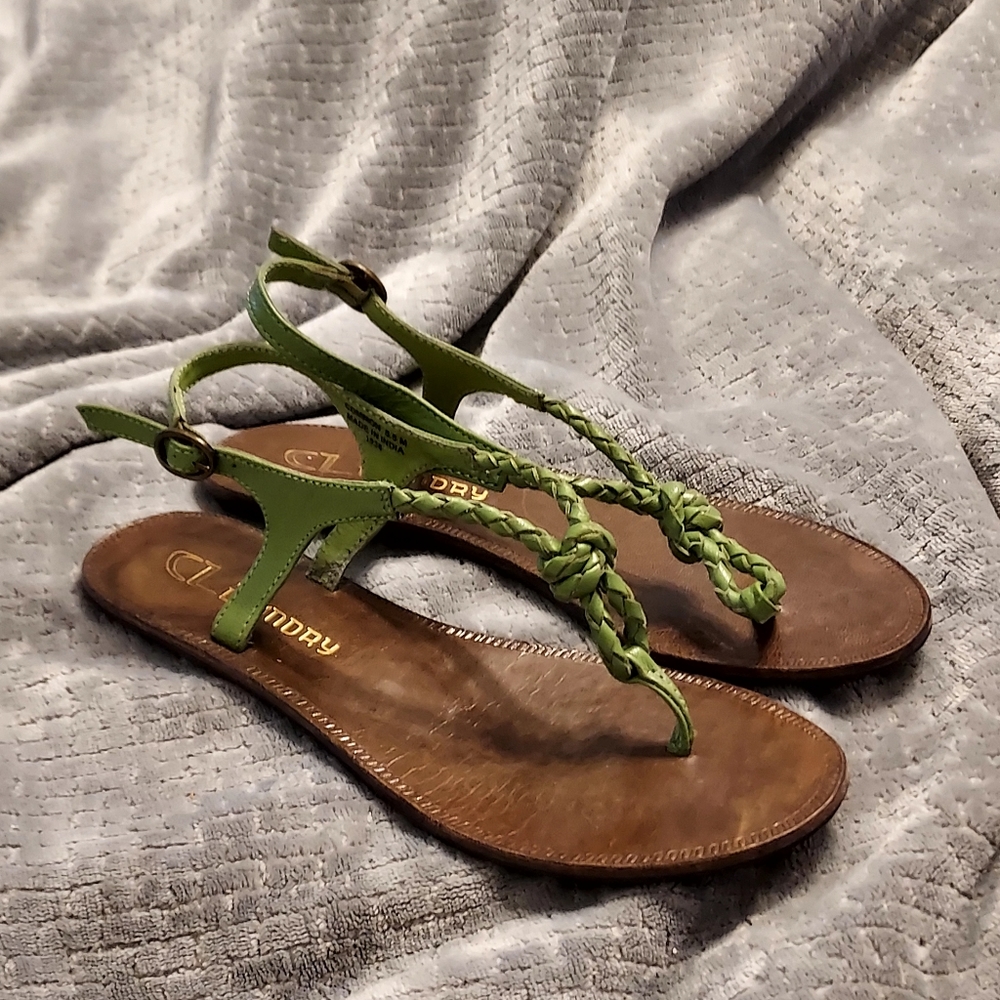CL by Chinese Laundry Common Green Braided Sandals 5.5 Boho Preppy Cottagecore